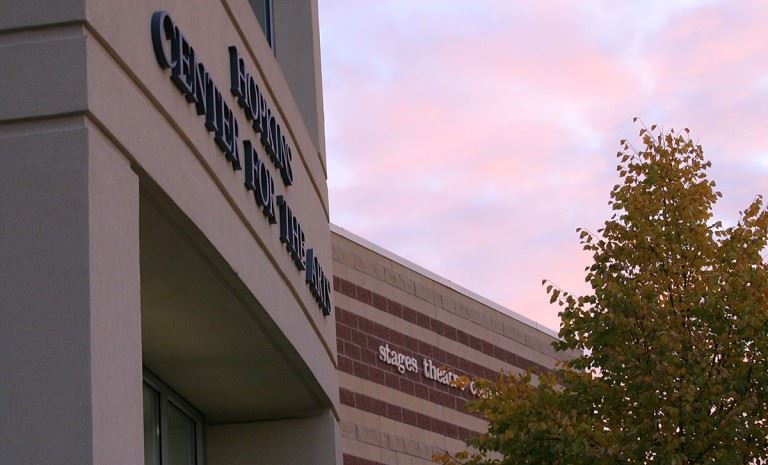 Hopkins Center for the Arts building during sunset